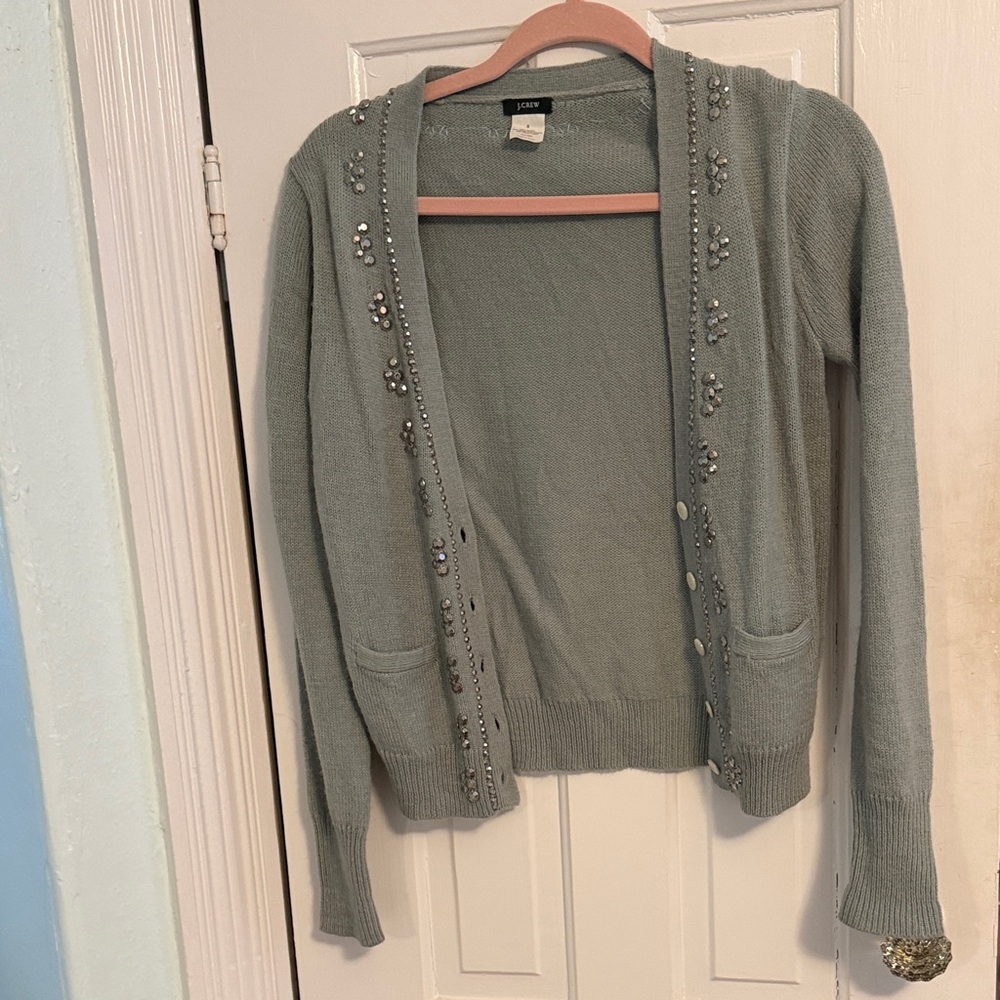 J. Crew Beaded Open-Front Cardigan